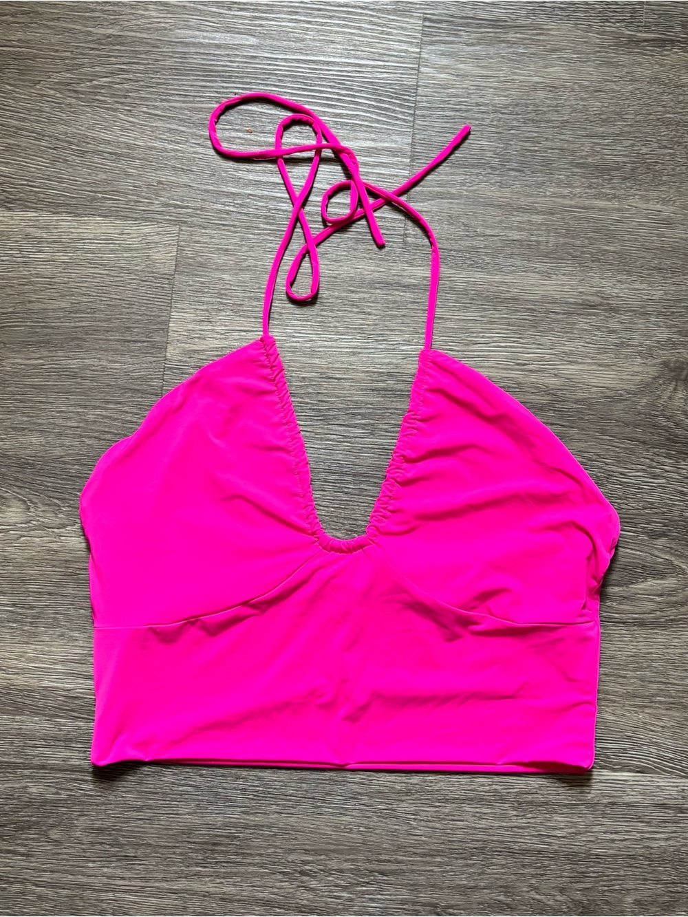 Fashion Nova Neon Pink Halter Swimsuit Top